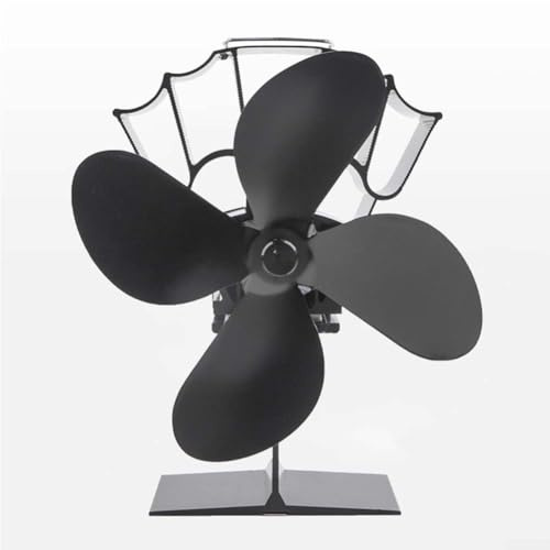 Yuanpgky Ventilateur de poêle de cheminée compatible avec les poêles à bois, alimenté par la chaleur, design à 4 lames, fonctionne de 80 à 250 °C, chauffage de pièce silencieux à économie d'énergie