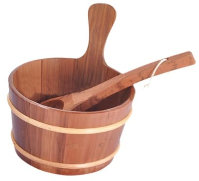 vreplrse Elegant 4L Wooden Sauna Bucket And Ladle Set Sauna Accessories Sturdy Storage Container Spas Swimming Pools Or Bathrooms Storage Container Spa Bath Accessory Sturdy