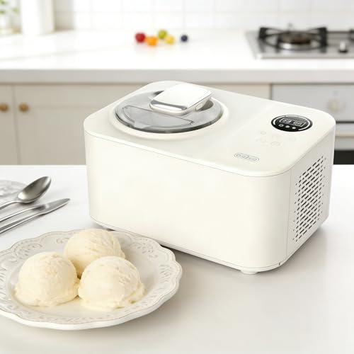 HEIHEIZI Eismaschine ohne Vorgefrieren 1,2L, Eismaschine mit 110W Kompressor, 3 in 1, Touchscreen-Bedienfeld & Timer, für hausgemachtes EIS/Gelato/Sorbet/Gefrorenen Joghurt