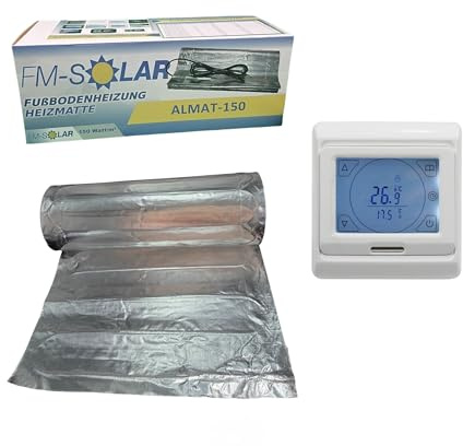 FM-SOLAR Riscaldamento elettrico a pavimento, 2,5 m², 150 W/m², in alluminio + termostato Digital Touch Bianco