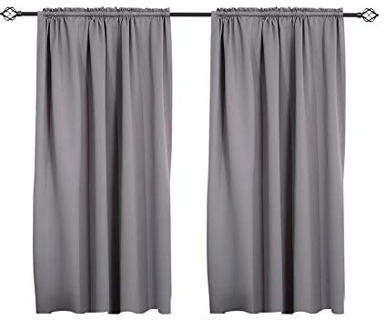 WOLTU 2er Set Gardinen, Verdunklungsvorhänge für Wohnzimmer Kinderzimmer, Blickdicht, Kräusebänder für Schiene, 250 g/m², kälteschutz lichtundurchlässig, 135 x 175 cm, Dunkelgrau