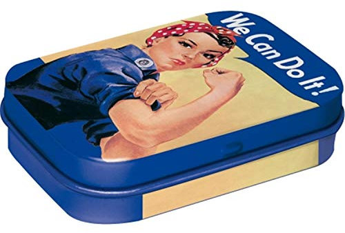 Nostalgic-Art Retro Pillendose, 4 x 6 x 1,6 cm, We can do it – Geschenk-Idee für USA Fans, mit Pfefferminz-Dragees, Vintage Design