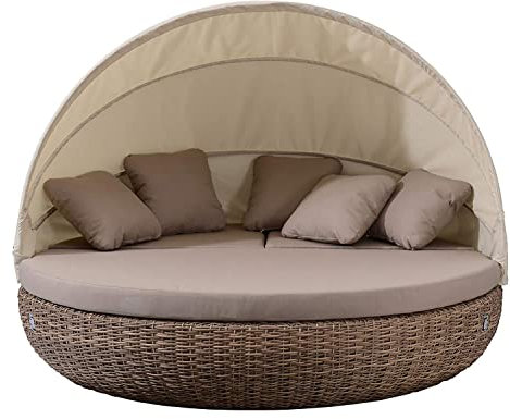 Strandkorbwerk Liegeinsel Pacific White Pepper - 360°-Drehtechnik Lounge Gartenlounge Gartenmöbel Sunlounger Sonneninsel