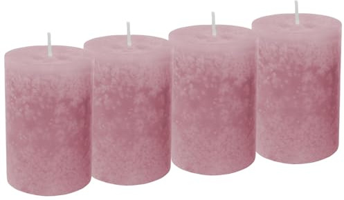 4 Stumpenkerzen Kerzen Rosa Taufe Hochzeit Tischdeko Deko