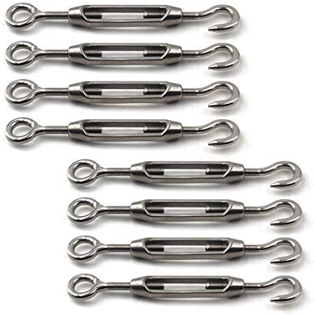 Flomore M4 Spannschloss 304 Edelstahl, 8 Stück, Silber, Mittel, Drahtseilspannung, Kabelzug, Ergonomisch, Edelstahl 304, 100%