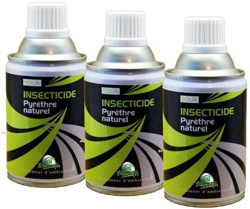 3 Aérosols au Pyrèthre Naturel x250ml - insecticide naturel efficace anti-punaises, mouches, moustiques, puces, moucherons, anti-insectes 250 ml (3)