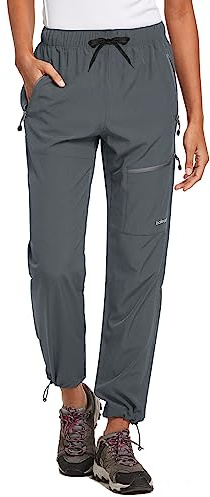 baleaf Women's Hiking Pants Quick Dry Water Resistant Lightweight Joggers Pant for All Seasons Elastic Waist Deep Gray Size M