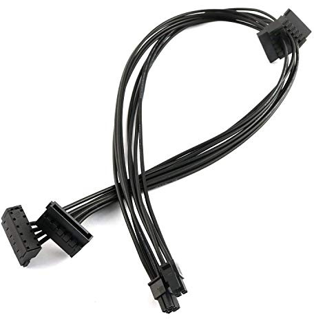 2 placas base ATX Mini 4 pines, ángulo derecho, 15 pines, SATA disco duro HDD de alimentación, adaptador de cable de 18 AWG de 19,7 pulgadas para Lenovo