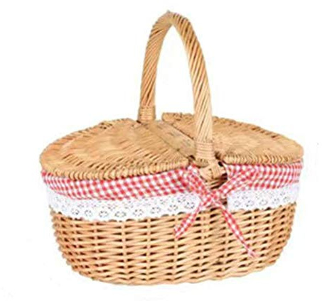 Badukongjian Picknickkorb, Campingkorb, Landhaus-Picknickkorb mit Deckelgriff und Einlagen, Organizer, Decken-Aufbewahrung