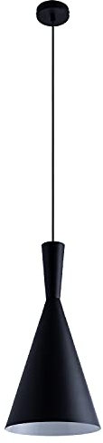 Paco Home Luminaria Suspensión Colgante Cocina Mesa Comedor 1,5m Cable Textil Recortable Ø18,5cm Fácil Montaje E27, Color: Negro, Tipo de lámpara: De 1 fuente luminosa