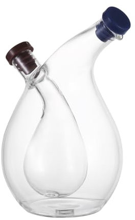 Angoily Dispensador de aceite y vinagre de cristal transparente suministros de cocina vinagre de aceite 2 en 1 aceite y vinagre titular/botella una buena adición a cualquier juego de cocina y vajilla