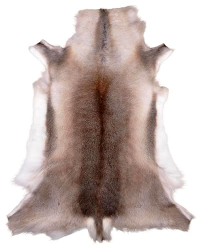 Livorio Rentierfell original aus Skandinavien, Premium Qualität, hell-dunkel, XL 140-145 cm