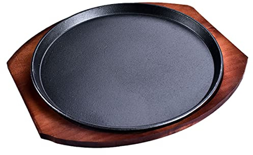 YYJINGYOU Bratpfanne mit Gusseisen, rund, Restaurant-Drehspieß (Teller + Eisen), 27 cm