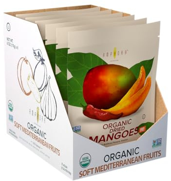 Amphora Spicy Organic Mangoes Snack Fruits Vegan Kosher Gluten Free - 3 Oz Bag (Pack of 6)