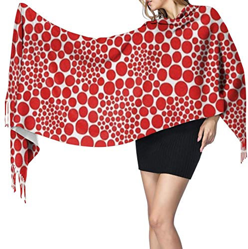 Kusama Roter und weißer Schal für Damen, Kaschmirschals, Schal, Wickeltuch, stilvoll, warm, weich, groß
