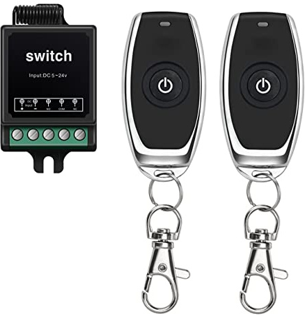 WOODGUILIN 12V 10A Funkschalter Fernbedienung Schalter Relais Mini | DC5V/12V/24V Trockenkontaktrelais 100m Reichweite für Lampe Garagentor Motor Motorräder Diebstahlalarm (12V100m GD)