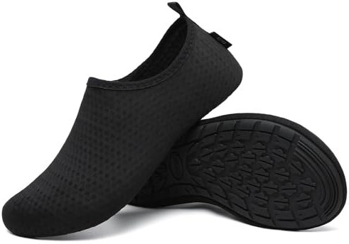 SAGUARO Badeschuhe Herren Wasserschuhe Damen Schwimmschuhe Aquaschuhe Schnell Trocknend Strandschuhe Surfschuhe Leicht Neoprenschuhe Wassersportschuhe Tauchschuhe Schwarz Gr. 46/47 EU