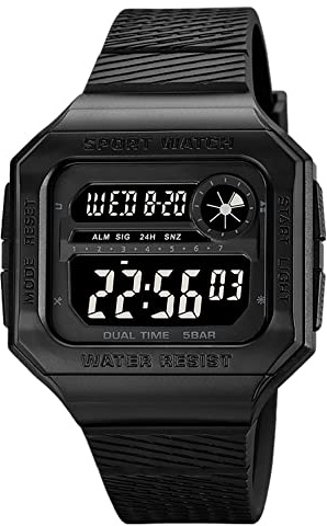 findtime Militär Herren Uhren Digital Uhr 5 ATM Wasserdicht Sportuhr Tactical Watch Outdoor Sportuhren Chronograph Countdown Armbanduhr Männer Wecker Stoppuhr Schwarz