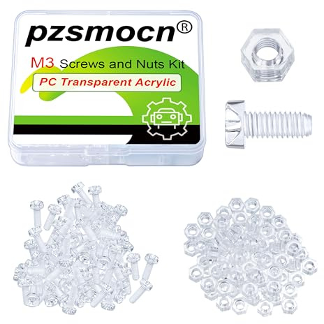 Pzsmocn 200 Pezzi/100 Set M3*8 mm Viti a Testa Tonda con Croce in Plastica Trasparente per PC Dadi Esagonali, Dimensioni Standard, per Fai da Te, Modelli e Fissaggio di Prodotti Elettronici.