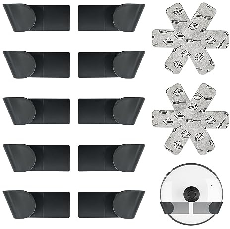 TAFACE 10 Stück Topfdeckelhalter, 2 Stück Topfdeckelhalter, verstellbare Topfdeckelhalterungen, Organizer für Topfdeckel, ohne Loch, für die Küche