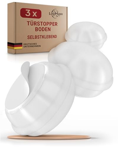 LouMaxx Türstopper für den Boden, selbstklebend, aus Gummi, 3 Stück, transparent, in Form von Macarons, selbstklebende Unterseite, perfekter Schutz gegen