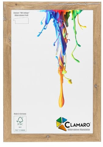 CLAMARO 'Neo Collage' Bilderrahmen 40x90 handgefertigt nach Maß | Eiche Vintage Silber | MDF-Holz Design Holzbilderrahmen inkl. Acrylglas und Metall Aufhänger (Querformat & Hochformat)
