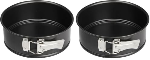 Zenker 7683 Mini moule à manqué à charnière, mini moule rond 18 cm, moule à manqué, moule à gâteau, Acier inoxydable, Noir, 18,5 x 6,5 cm (Lot de 2)