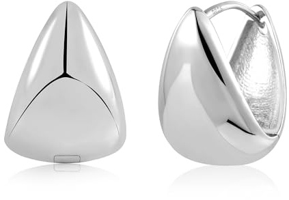 ASH'S CHOICE 14K Vergoldet Creolen Klein Leicht Breit Klobig Ohrringe Mode | Silber 925 Ohrringe Breite Klobige Dick Leicht Breit Chunky Creolen Oval Kleine Knorpel Kreolen Huggie Creolen Damen Frauen
