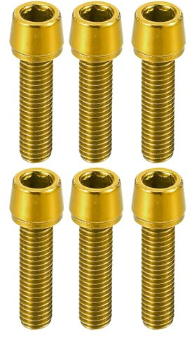 QUARKZMAN 6 Stück Fahrradlenker-Schrauben für Fahrradlenker M5x20mm Goldfarben