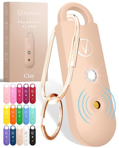 Vantamo Alarma Personal para Mujeres 130dB con Doble Altavoz, Luz Estroboscópica Potente e Indicador De Batería Baja, Llaveros Dispositivo de Autodefensa Personal Compacto