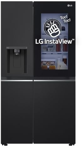 LG GSGV80EPLL Frigorífico Americano Side By Side InstaView, 635L, Frigorífico Total No Frost, Wi-Fi, Door & Linear Cooling, Dispensador de Agua y Hielo con conexión, Fresh Balancer, Negro Mate