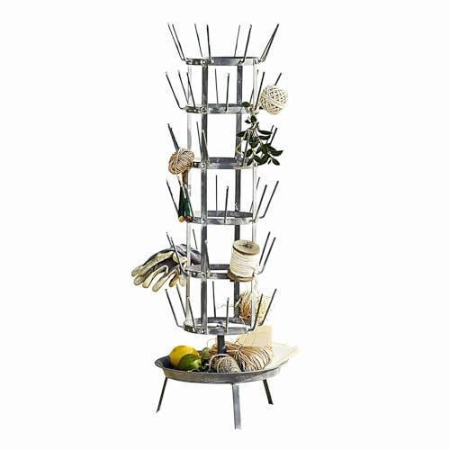 Loberon Pflanztopfhalter Leeston, schafft einfach Ordnung, zur Trocknung von Töpfen, Flaschen & mehr, Gartenhelfer, Gartenzubehör, Outdoor, Eisen, antikgrau