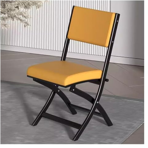 Klappstühle mit gepolsterten Sitzen, Metallrahmen mit Sitz und Rückenlehne aus PU-Leder, Premium-Klapphocker, Büro-Schreibtischstühle mit Stahlrahmen, Kapazität 350 lbs (Farbe: Gelb)