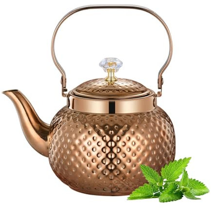 Bollitore per tè retrò in acciaio inossidabile da 1,2/1,6/2 litri, teiera da piano cottura caffettiera resistente teiera con filtro, teiera da versare sopra per casa, ristorante e hotel(Color:Rose gol