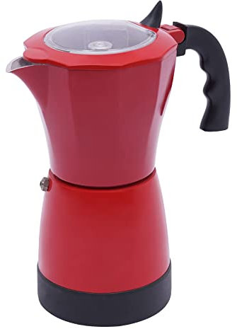 kangten Espressokocher mit Basis Elektrischer Espresso-Kocher Aluminiumlegierung Kaffeemaschine für 6 Espressotassen 300 ml 480W (Rot)