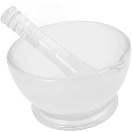 FUNOMOCYA Juego de Cocina con Cuenco de Vidrio y Mortero de 75ml para Moler y Mezclar, con Pestle Resistente y Puntas Antideslizantes Adecuado para Uso Científico y Accesorios para Cocina