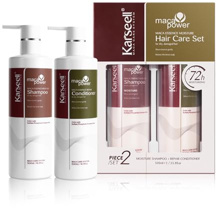 Karseell Shampoo Balsamo Set per la Cura dei Capelli, Shampoo e Balsamo per Capelli Secchi Danneggiati, Riparazione Profonda Idratante per Tutti i Tipi di Capelli 2 x 500ml