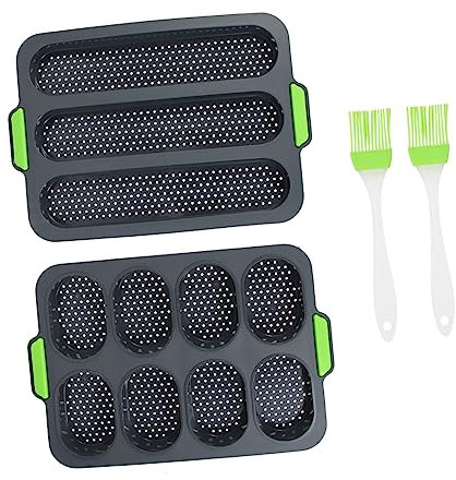 Amosfun Loaf Bread Pans 1 Set French Bread Baking Pan Soft Flexible Handles for French Bread Bread
