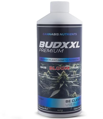 BUDXXL - 1 Liter Premium Bloom Dünger - Konzentrat mit Düngeschema, Growdünger für die Blütephase speziell für Cannabis, Made in Germany