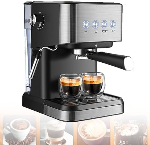 ZyKnaurral Espresso Machine 20 Bar, Professional Espresso Machine with Milk Frother Steam, Compact Espresso Machine with 50 Oz Removable Water Tank for Cappuccino, Latte