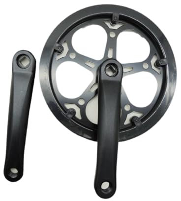 Perfeclan Fahrrad-Kurbelarm-Set, Fahrrad-Kurbelgarnitur, 170 mm Kurbelarm, universelles Einzelkettenblatt aus Aluminiumlegierung, Schwarz