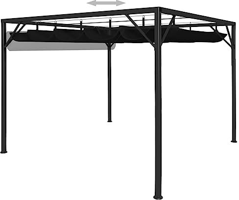 Pavillons Terrassenüberdachung Weidezelt Vorzelt - Gartenpavillon mit ausziehbarem Dach 3×3 m Anthrazit für Garten Party Events Festival