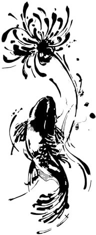 Tatuaje CARPA KOI - Temporalis® | Tatuajes temporales adultos - Cosmético certificado por la UE, vegano y resistente al agua - Dura 1 a 2 semanas [ Tattoo Koi y flor ]