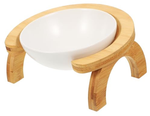 BELLIFFY 1ensemble Surélevée Céramique pour Chat avec Support Arc-Ciel Bol pour Aliments Et Eau Design Ergonomique pour Confort De Animal