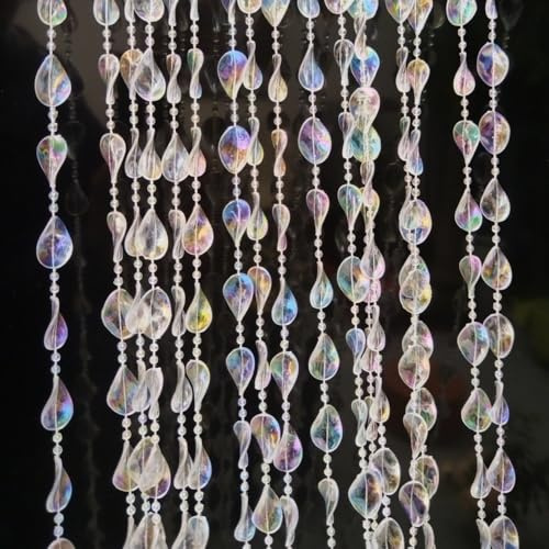 ave Split 054fy Perlenvorhang, Acryl, hängende Türperlen, Fadenvorhänge, Quaste, Raumteiler, Bildschirmdekoration für Tür, Fenster, Wohnzimmer, Hochzeit, 054fy (glänzend, transparent)
