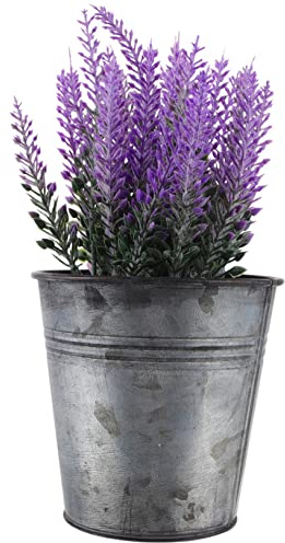 YARNOW Artificial Lavender Bonsai Iron Pot Compact Fake Decorative Plant for Desk Home Office Realistic Potted Flower Decoration for Use