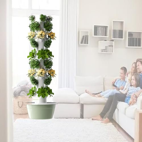 Torre idroponica, torre di coltivazione idroponica, kit di coltivazione idroponica, fioriera verticale, kit per giardino intelligente da interno, per frutta e verdura,Black-7layers