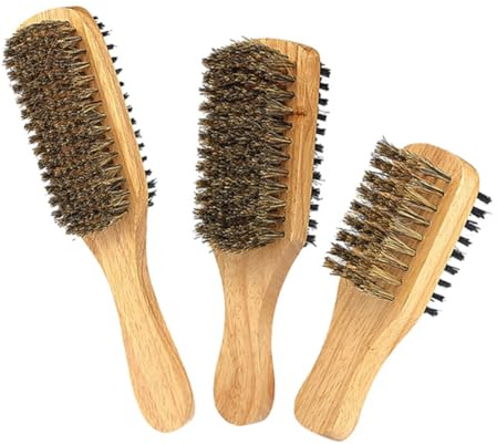 SAFIGLE 3stücke Nylonhaarbürste und Bartbürste Doppelseitige Herrenbürste mit Weichen Borsten für Bartreinigung und Haarentfernung als Multifunktionswerkzeug für Hause und Barbershops