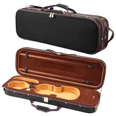 VEVOR Estuche para Violín 4/4 de Tamaño Completo, Estuche para Violín Rectangular de 790 x 255 x 150 mm de Nailon con Higrómetro Integrado, Forro de Felpa, Correas Dobles para el Hombro, Negro