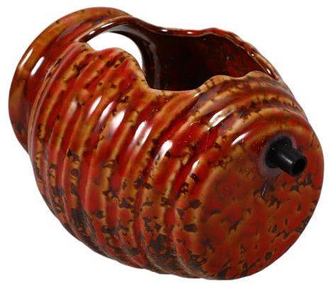 BESTonZON Aquarium Wasserfall Brunnen Keramik Mini Jar Ornament Zirkulierendes Wasser Gartendekoration Innen Außen Wasserspiel Vase 4.9X3.9X3.5 Zoll